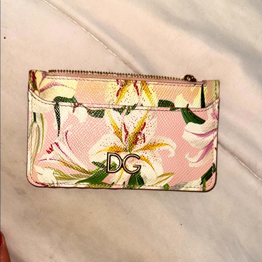 Dolce & Gabbana Floral Cream and Pink Leather Wallet